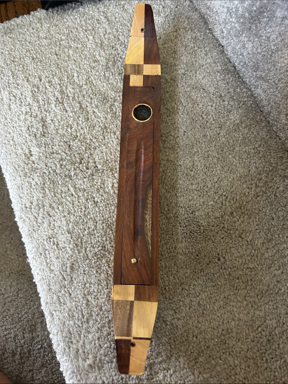 Handcrafted Wooden Wall Incense Holder in Natural Brown